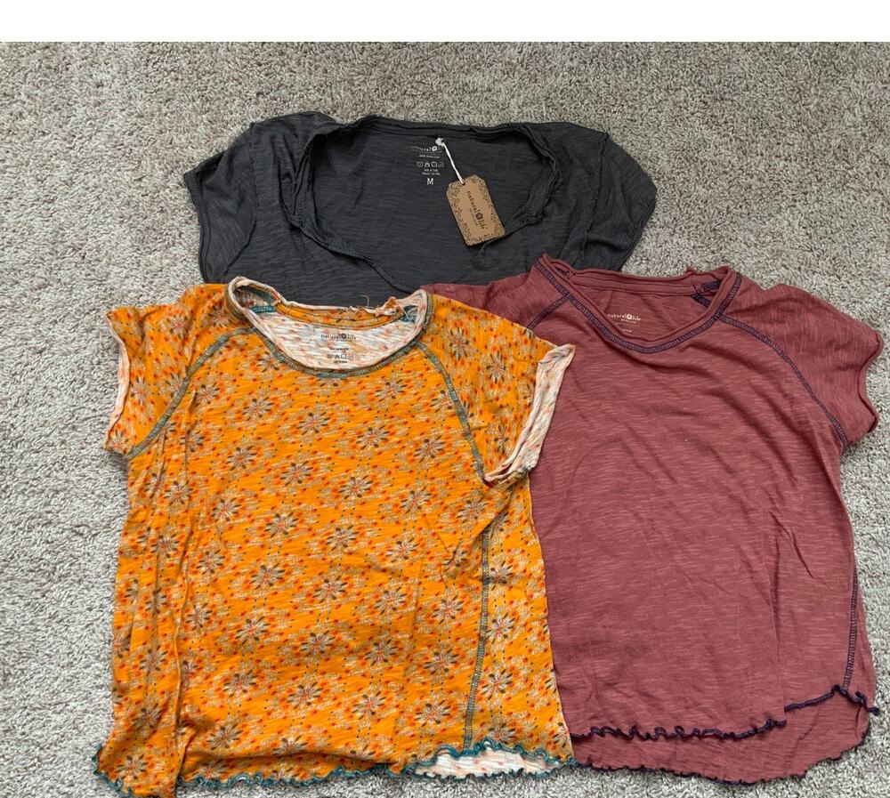 Natural Life Boho Tees 3-Pack Size Medium Cotton Graphic Tops Lot